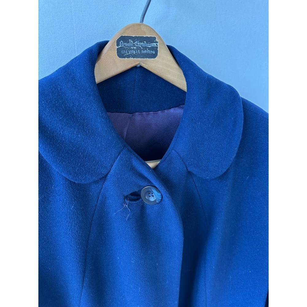Biarritz Cashmere Swing Coat Vintage Wolf & Dessauer Womens M Navy Blue Good - Picture 7 of 8